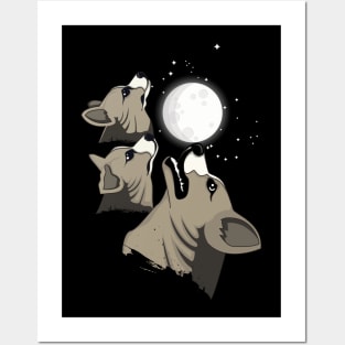 'Three Corgi Moon Wolf Parody' Adorable Corgis Dog Posters and Art